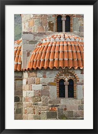 Framed Detail of Panaghias Myrsiniotisis Chapel above the Limonos Monastery, Filia, Lesvos, Greece Print