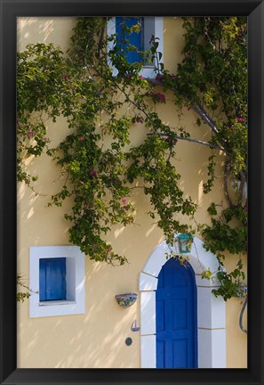 Framed Detail of Pastel Colored Condo, Assos, Kefalonia, Ionian Islands, Greece Print