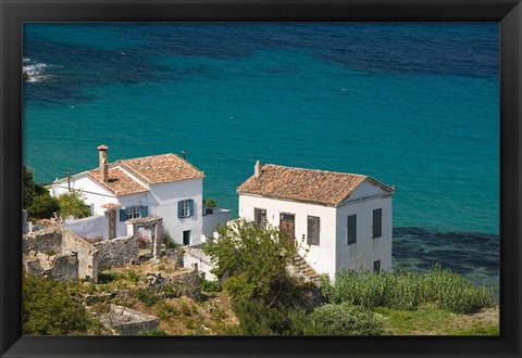 Framed Greece, Aegean Islands, Samos, Kalami Beach Houses Print