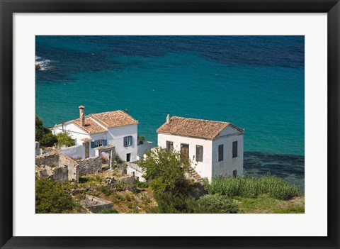 Framed Greece, Aegean Islands, Samos, Kalami Beach Houses Print