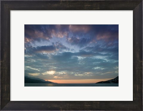 Framed Greece, Aegean Islands, Samos, Vathy Bay Sunset Print