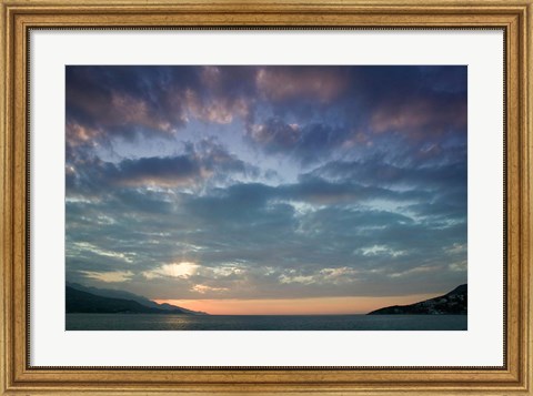 Framed Greece, Aegean Islands, Samos, Vathy Bay Sunset Print