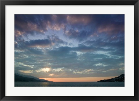 Framed Greece, Aegean Islands, Samos, Vathy Bay Sunset Print