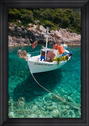 Framed Greece, Ionian Islands, Zakynthos, Fishing Boat Print