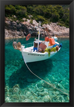 Framed Greece, Ionian Islands, Zakynthos, Fishing Boat Print