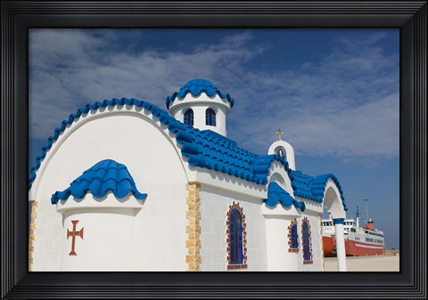 Framed Greek Orthodox Chapel, Port of Kyllini, Peloponnese, Greece Print