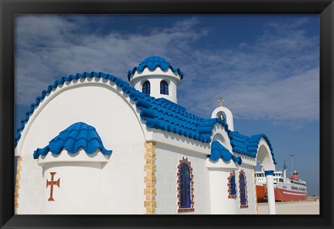 Framed Greek Orthodox Chapel, Port of Kyllini, Peloponnese, Greece Print