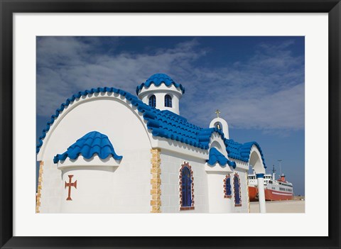 Framed Greek Orthodox Chapel, Port of Kyllini, Peloponnese, Greece Print