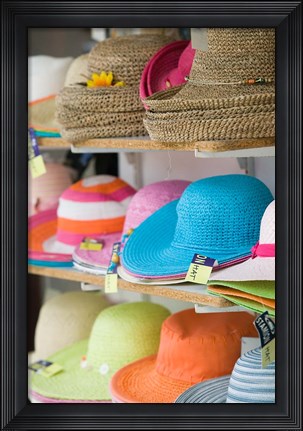 Framed Hats for Sale, Kokkari, Samos, Aegean Islands, Greece Print