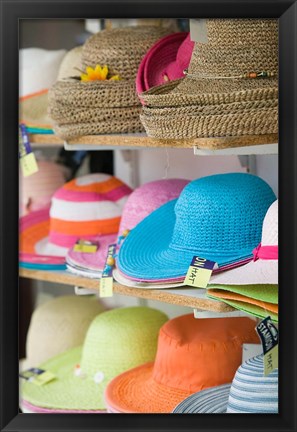 Framed Hats for Sale, Kokkari, Samos, Aegean Islands, Greece Print