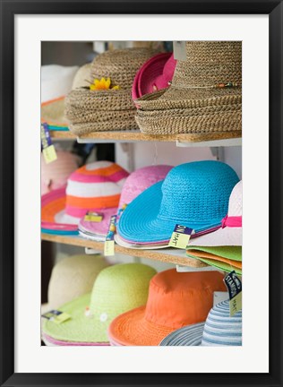 Framed Hats for Sale, Kokkari, Samos, Aegean Islands, Greece Print