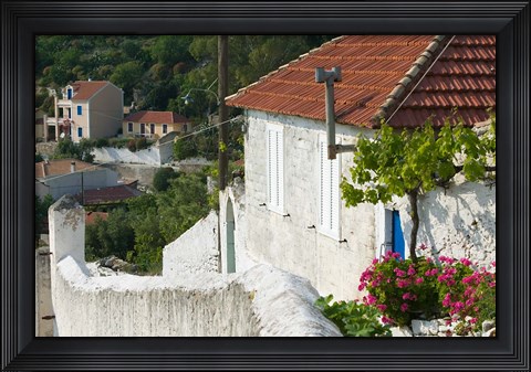 Framed Hillside Vacation Villa Detail, Assos, Kefalonia, Ionian Islands, Greece Print