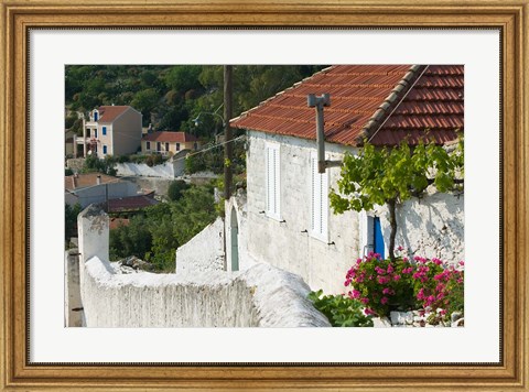 Framed Hillside Vacation Villa Detail, Assos, Kefalonia, Ionian Islands, Greece Print