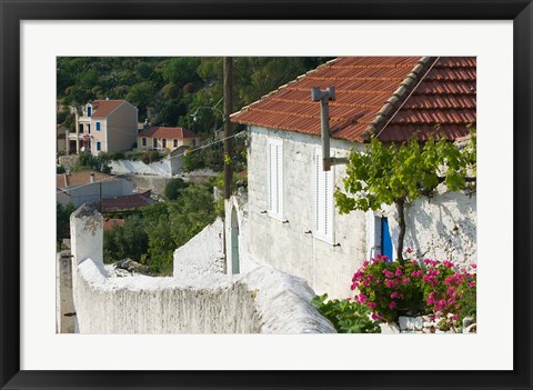 Framed Hillside Vacation Villa Detail, Assos, Kefalonia, Ionian Islands, Greece Print