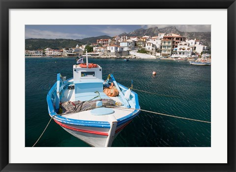 Framed Kokkari Waterfront, Samos, Aegean Islands, Greece Print