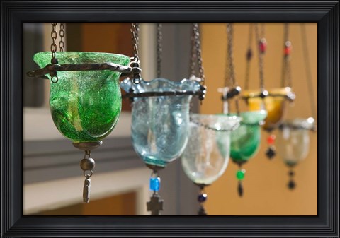 Framed Manolates Glassware, Manolates, Samos, Aegean Islands, Greece Print