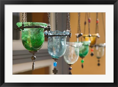 Framed Manolates Glassware, Manolates, Samos, Aegean Islands, Greece Print