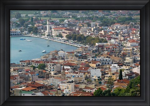 Framed Morning Town View from Venetian Kastro Castle, Zakynthos, Ionian Islands, Greece Print