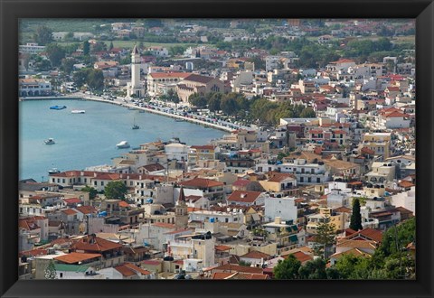 Framed Morning Town View from Venetian Kastro Castle, Zakynthos, Ionian Islands, Greece Print