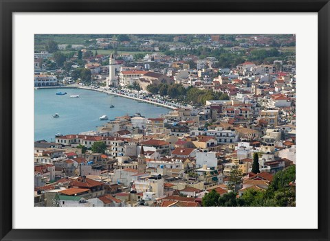 Framed Morning Town View from Venetian Kastro Castle, Zakynthos, Ionian Islands, Greece Print