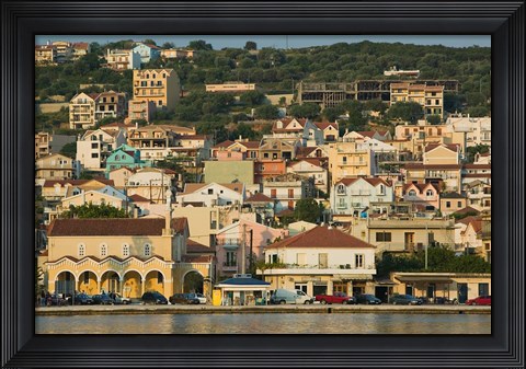 Framed Morning View of Town from Argostoli Bay, Argostoli, Kefalonia, Ionian Islands, Greece Print