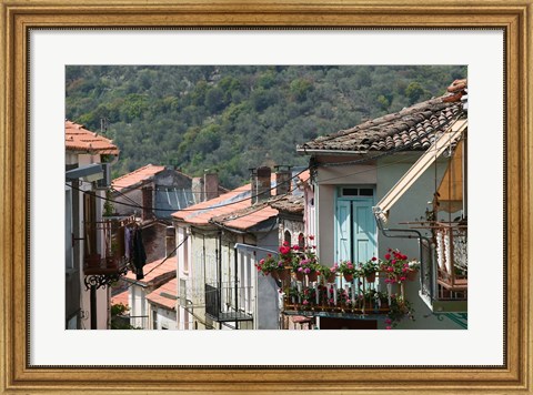 Framed Mountain Town, Agiasos, Lesvos, Mytilini, Aegean Islands, Greece Print