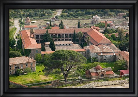 Framed Overview of Limonos Monastery, Filia, Lesvos, Mithymna, Aegean Islands, Greece Print