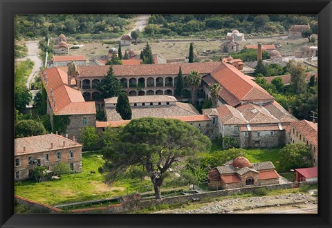 Framed Overview of Limonos Monastery, Filia, Lesvos, Mithymna, Aegean Islands, Greece Print