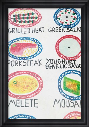 Framed Restaurant Sign, Anafonitria, Zakynthos, Ionian Islands, Greece Print