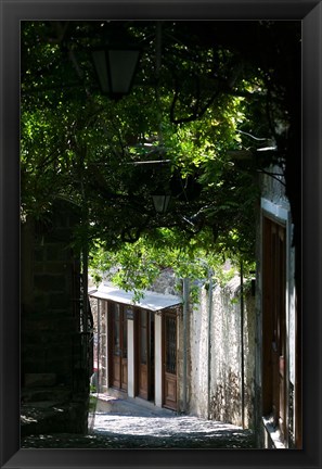 Framed Shaded Shopping Street, Lesvos, Mithymna, Northeastern Aegean Islands, Greece Print