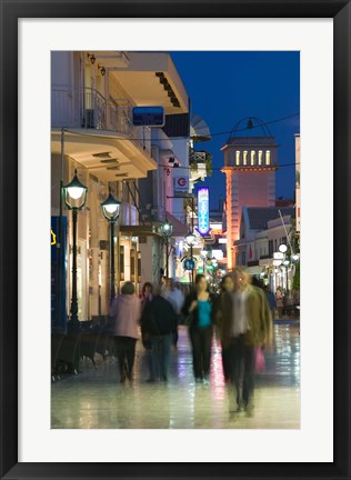 Framed Shoppers on Lithostrotou Street, Argostoli, Kefalonia, Ionian Islands, Greece Print