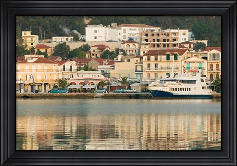 Framed Sunrise View of Waterfront, Zakynthos, Ionian Islands, Greece Print