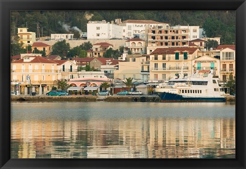 Framed Sunrise View of Waterfront, Zakynthos, Ionian Islands, Greece Print