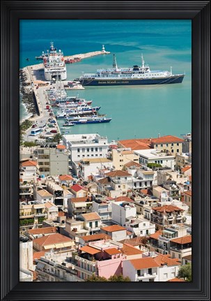 Framed Town and Port, Zakynthos, Ionian Islands, Greece Print