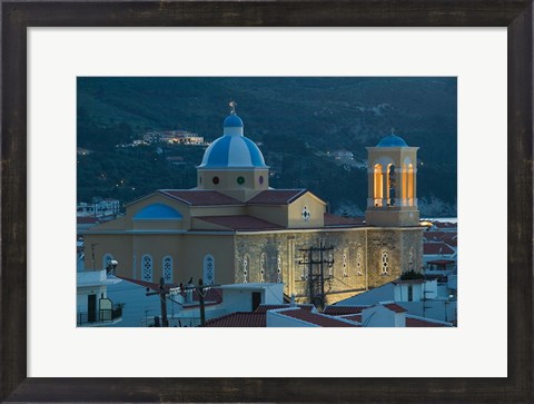 Framed Town Church, Kokkari, Samos, Aegean Islands, Greece Print