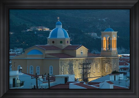 Framed Town Church, Kokkari, Samos, Aegean Islands, Greece Print