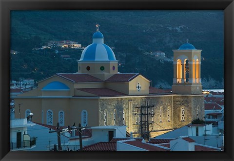 Framed Town Church, Kokkari, Samos, Aegean Islands, Greece Print