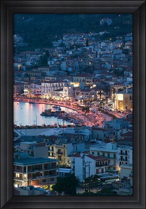 Framed Town View with Vathy Bay, Vathy, Samos, Aegean Islands, Greece Print