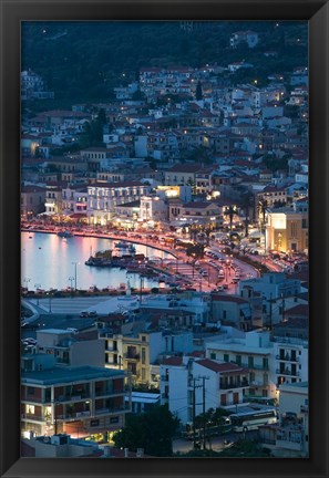 Framed Town View with Vathy Bay, Vathy, Samos, Aegean Islands, Greece Print