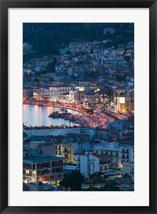 Framed Town View with Vathy Bay, Vathy, Samos, Aegean Islands, Greece Print
