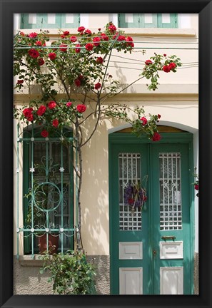 Framed Village Doorway, Agiasos, Lesvos, Mytilini, Aegean Islands, Greece Print