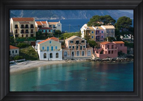 Framed Waterfront Resort Houses, Assos, Kefalonia, Ionian Islands, Greece Print