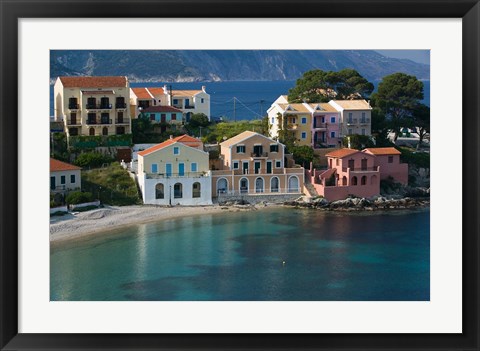 Framed Waterfront Resort Houses, Assos, Kefalonia, Ionian Islands, Greece Print