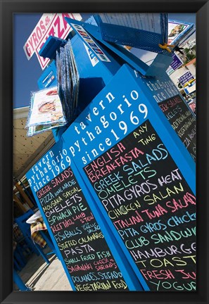 Framed Waterfront Restaurant Sign, Pythagorio, Samos, Aegean Islands, Greece Print