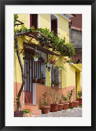 Framed Yellow House, Agiasos, Lesvos, Mytilini, Aegean Islands, Greece Print