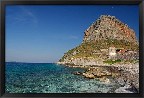 Framed Greece, Peloponnese, Rock of Monemvasia Print