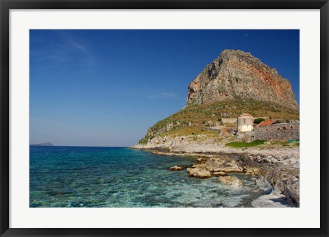 Framed Greece, Peloponnese, Rock of Monemvasia Print