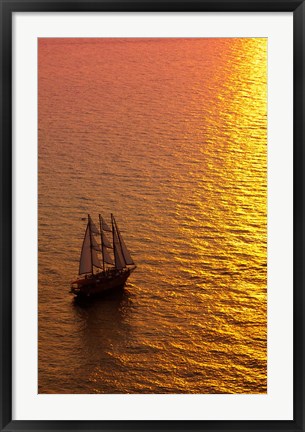 Framed Big masked sailboat, Oia, Santorini, Greece Print