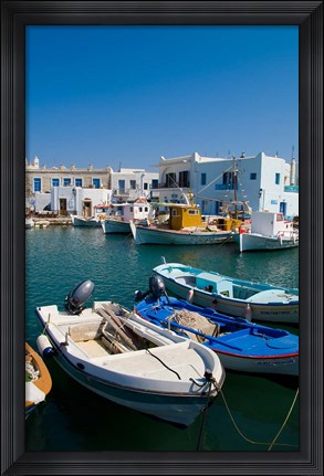 Framed Fishing Boats in Naoussa, Paros, Greece Print