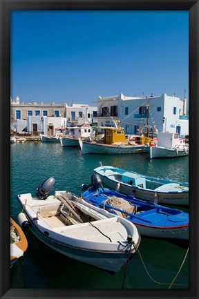 Framed Fishing Boats in Naoussa, Paros, Greece Print